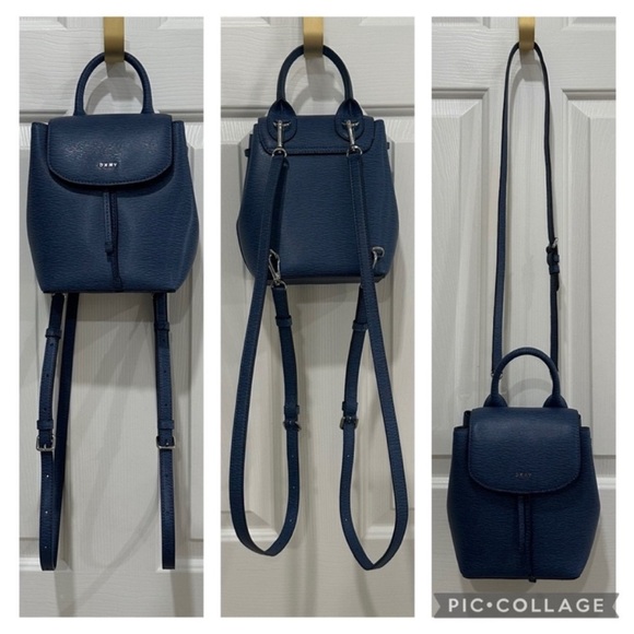 NWOT DKNY 100% Leather Lex Small Convertible Backpack & Crossbody - Picture 3 of 17